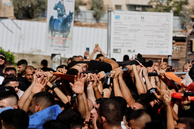 Lors des funérailles des Palestiniens tués par une frappe israélienne à Tubas, en Cisjordanie occupée, le 5 septembre 2024. 