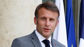 Le prÃ©sident franÃ§ais Emmanuel Macron au palais de l'ÃlysÃ©e Ã  Paris, le 16 juillet 2024.