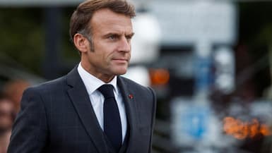 Le prÃ©sident franÃ§ais Emmanuel Macron assiste Ã  une cÃ©rÃ©monie de commÃ©moration du 80e anniversaire de la libÃ©ration de la ville portuaire du Havre pendant la Seconde Guerre mondiale, dans le nord de la France, le 12 septembre 2024.