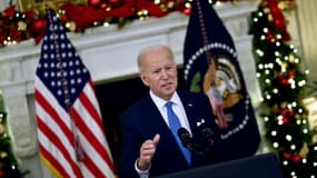 Le prÃ©sident amÃ©ricain Joe Biden expose sa stratÃ©gie contre le variant Omicron du Covid-19, le 21 dÃ©cembre 2021, Ã  la Maison Blanche Ã  Washington