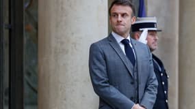 Le prÃ©sident de la RÃ©publique Emmanuel Macron le 13 dÃ©cembre 2023 au palais de l'ÃlysÃ©e (Paris).