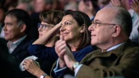 Olivier Faure, Martine Aubry, Anne Hidalgo et Bernard Cazeneuve lors d'un meeting Ã  Lille le 23 octobre 2021