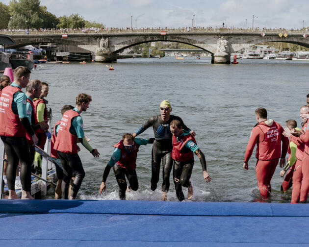 Alexis Hanquinquant lors du para triathlon des Jeux paralympiques à Paris, le 2 septembre 2024.