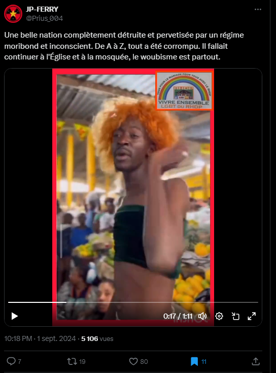 Dans cette publication sur X en date du 1er septembre, ce compte favorable aux juntes malienne et burkinabée repartage un sketch homophobe d’un humoriste ivoirien pour critiquer les autorités ivoiriennes. Les relations de ces dernières avec les Etats du Sahel sont en effet tendues.